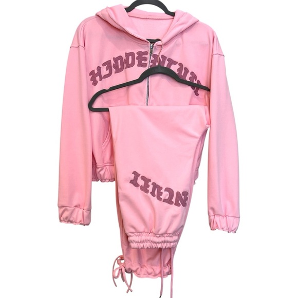 Hidden Cult pink distressed Sweatsuit SOLD OUT EVERYWHERE! Size S, NWOT - Picture 1 of 11